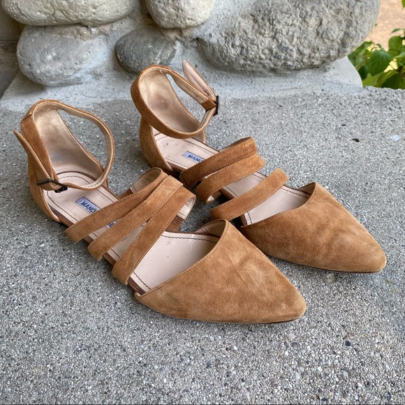 Manolo Blahnik Shoes - Manolo Blahnik Tan Suede Strappy Flats - 37.5